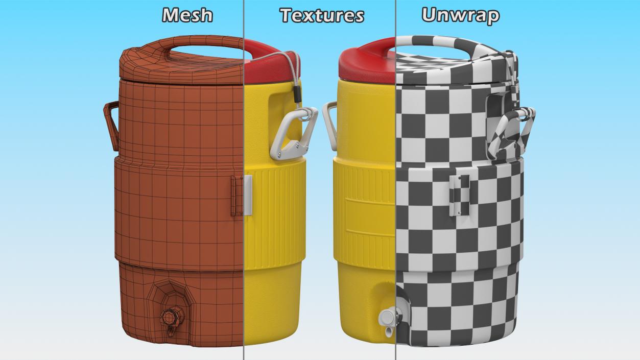 Yellow Gallon Industrial Water Cooler 3D