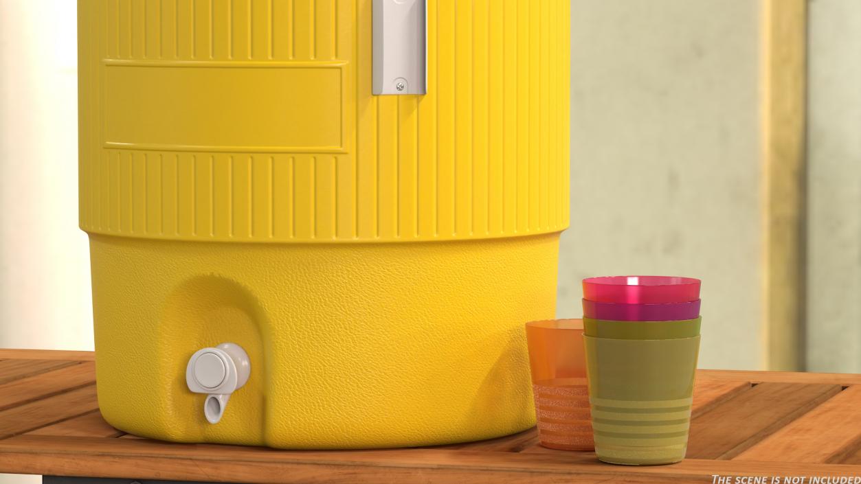 Yellow Gallon Industrial Water Cooler 3D