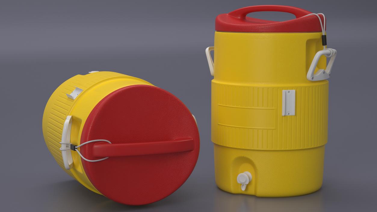 Yellow Gallon Industrial Water Cooler 3D