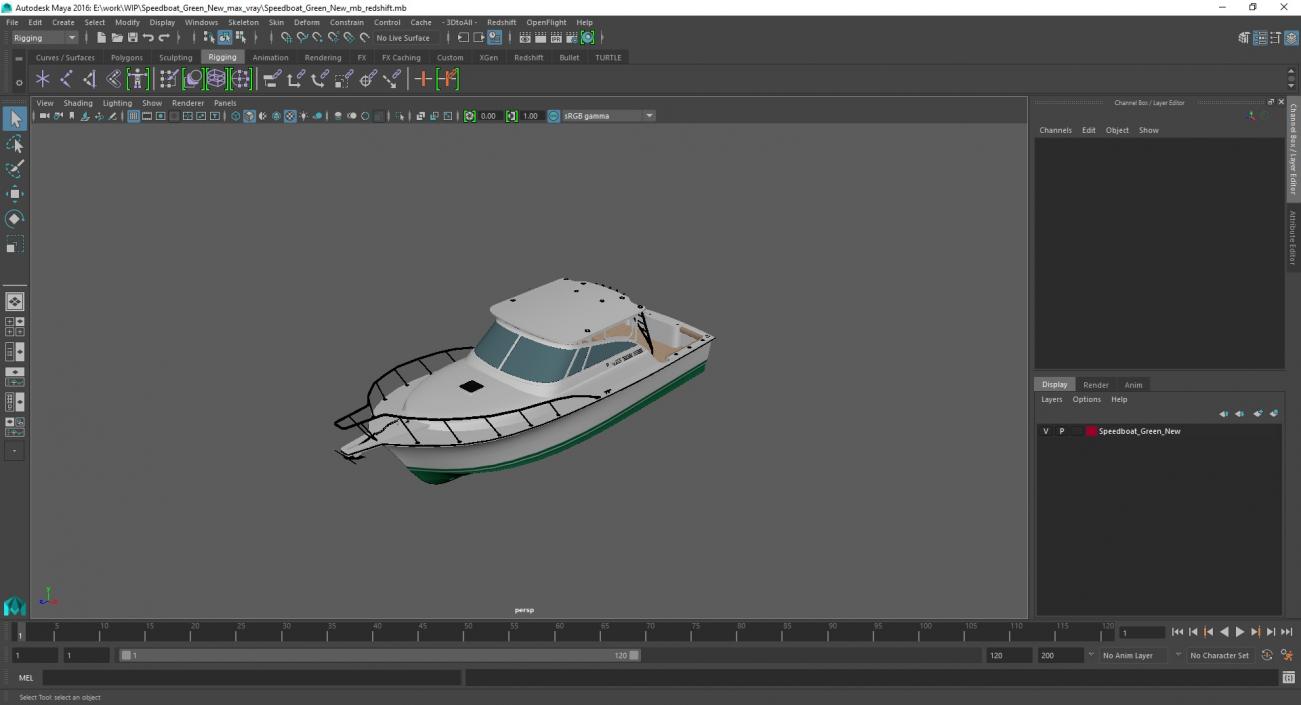 Speedboat Green New 3D model