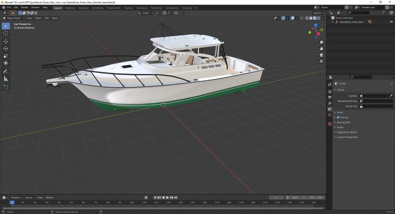 Speedboat Green New 3D model