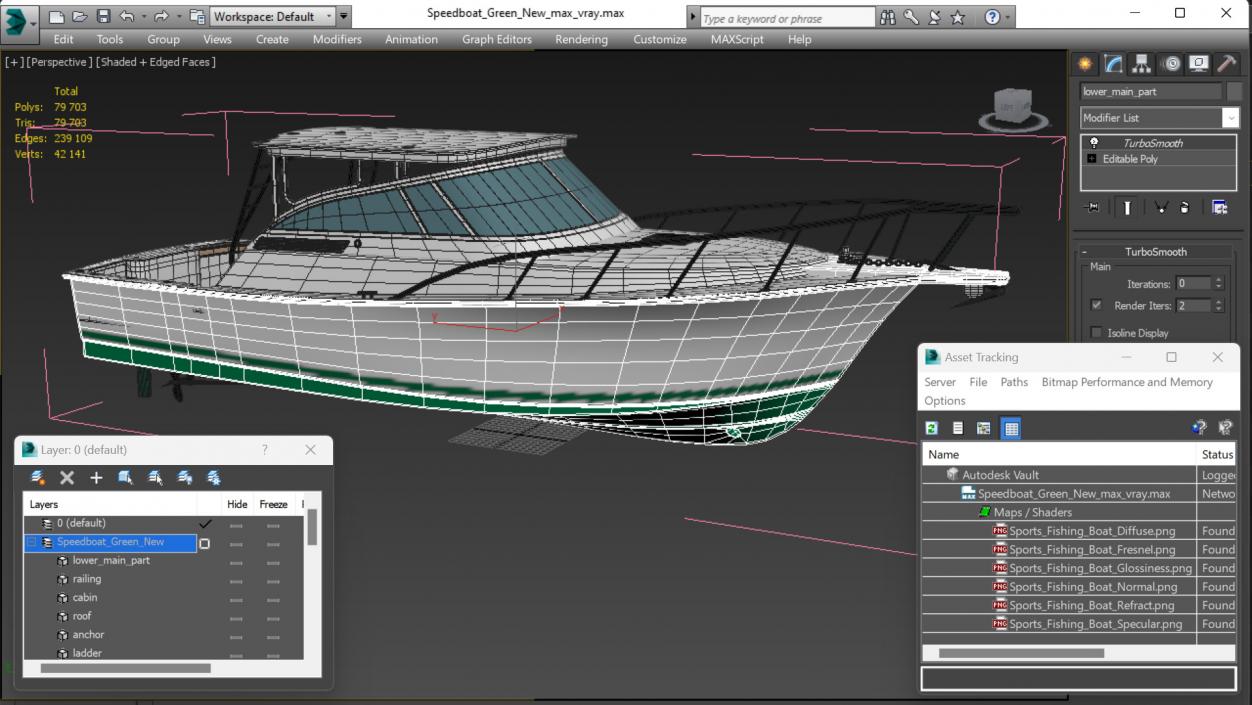 Speedboat Green New 3D model