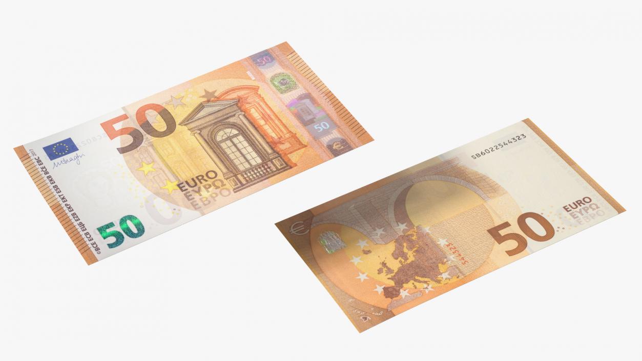 3D model Stack of 8 Packs 50 Euro Bills