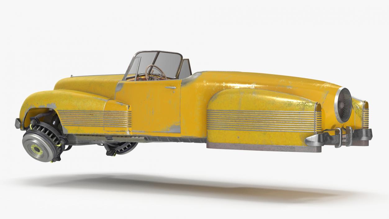 Futuristic Aerocar Yellow Old 3D model