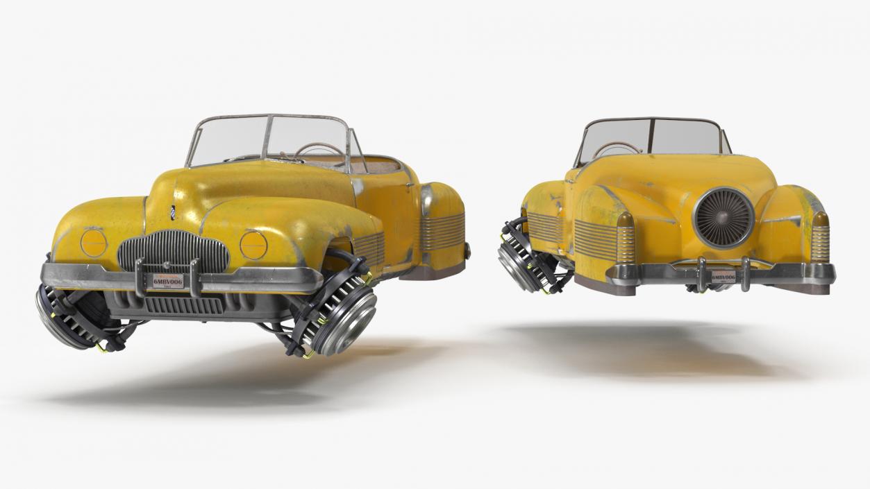 Futuristic Aerocar Yellow Old 3D model