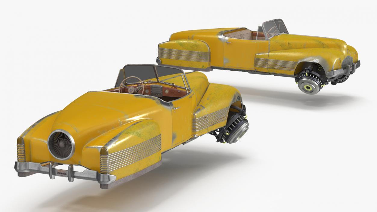 Futuristic Aerocar Yellow Old 3D model