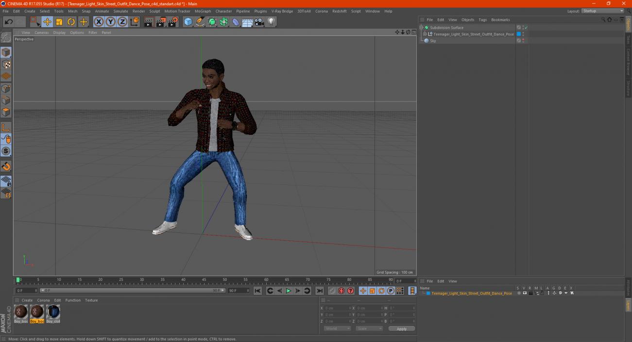 Teenager Light Skin Street Outfit Dance Pose 3D model