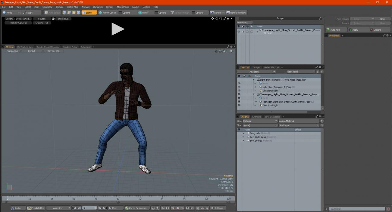 Teenager Light Skin Street Outfit Dance Pose 3D model