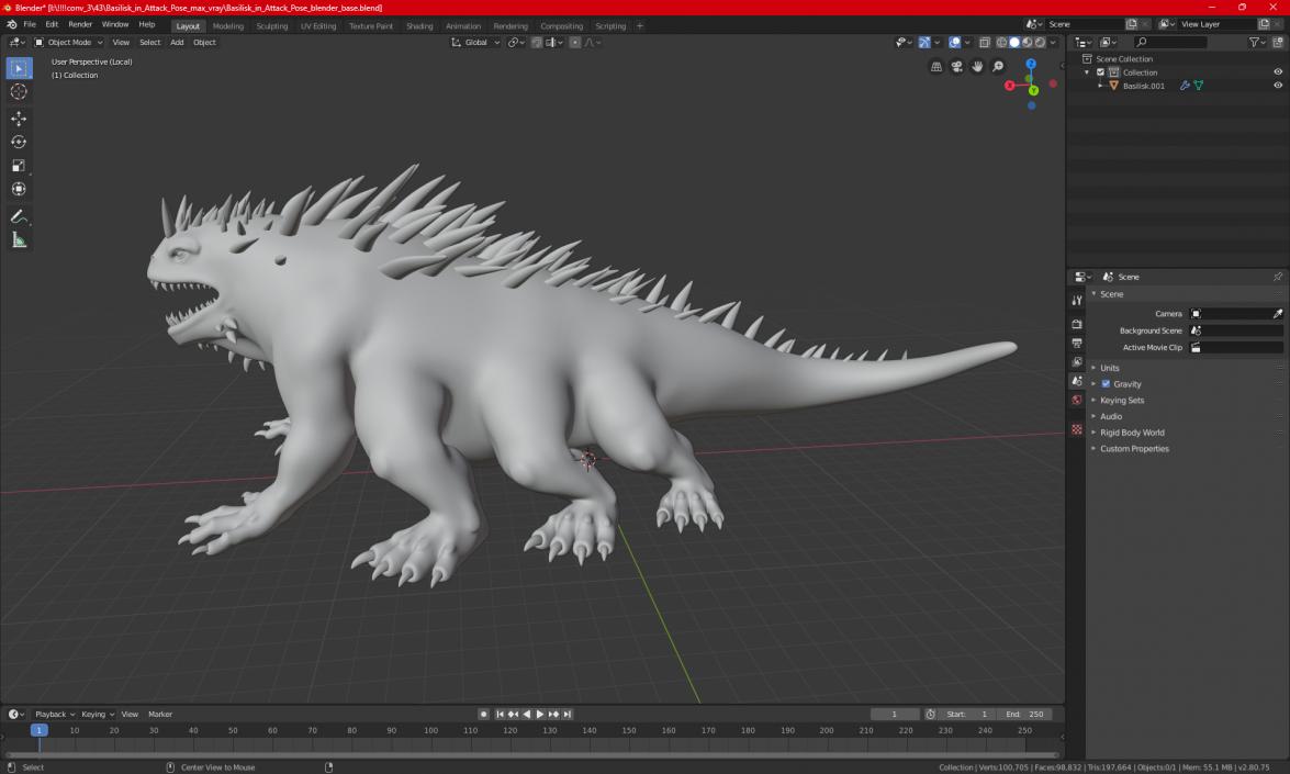 3D model Basilisk in Attack Pose 2