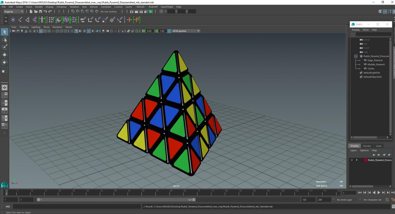 3D Rubik Pyramid Disassembled