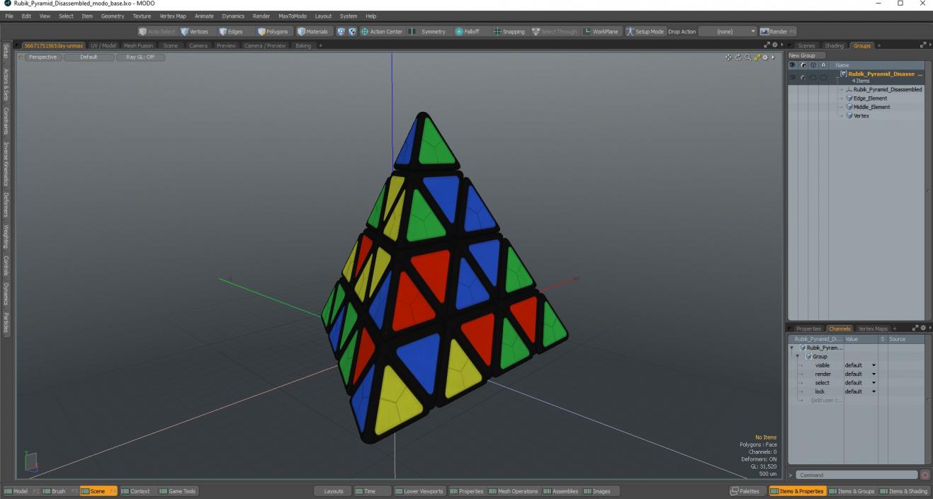 3D Rubik Pyramid Disassembled