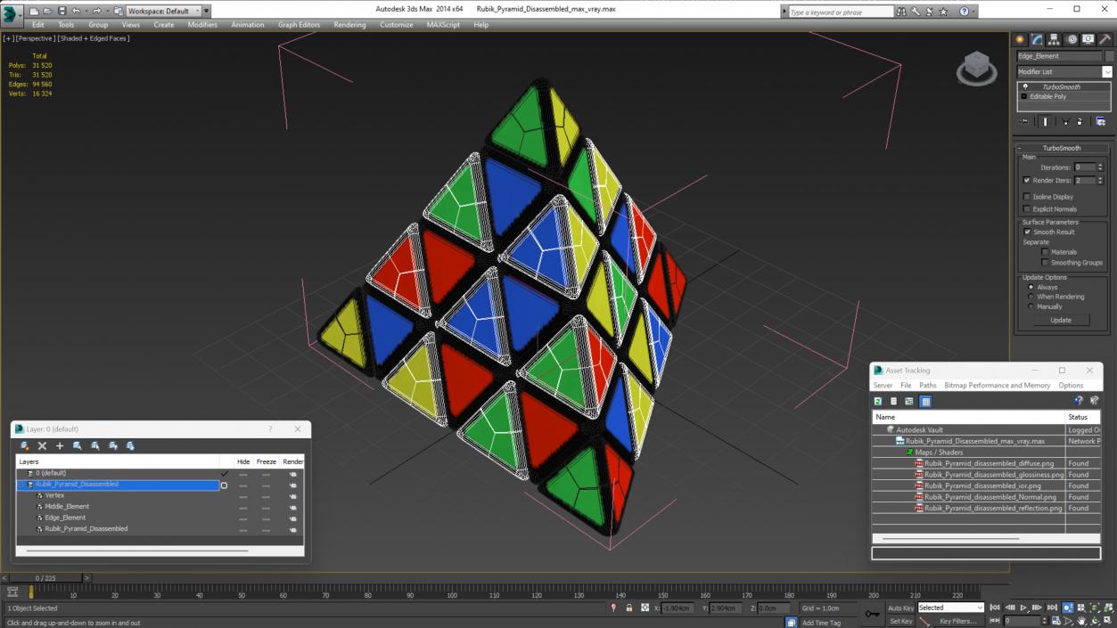 3D Rubik Pyramid Disassembled