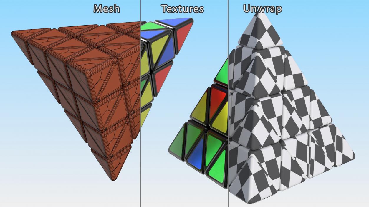 3D Rubik Pyramid Disassembled