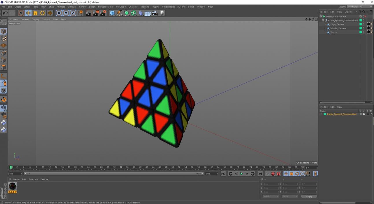 3D Rubik Pyramid Disassembled