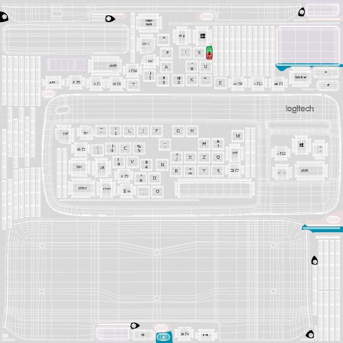 3D Logitech Keyboard K400 White model