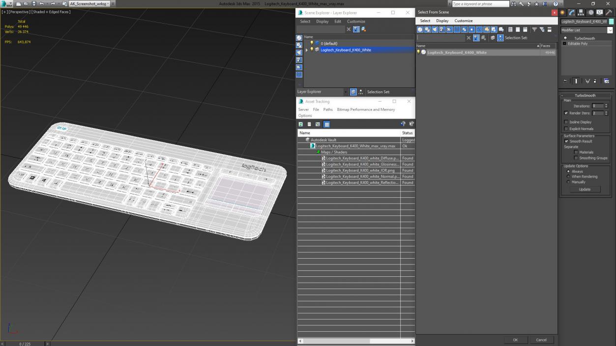 3D Logitech Keyboard K400 White model