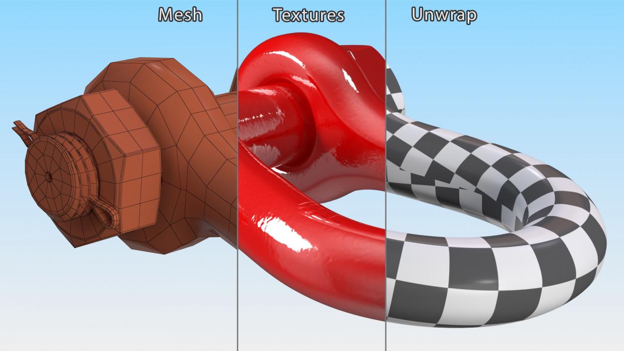 3D Red Anchor Shackle model