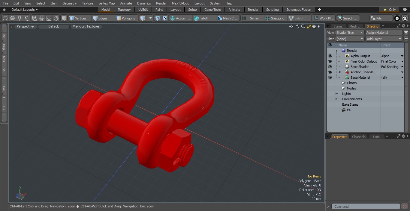 3D Red Anchor Shackle model