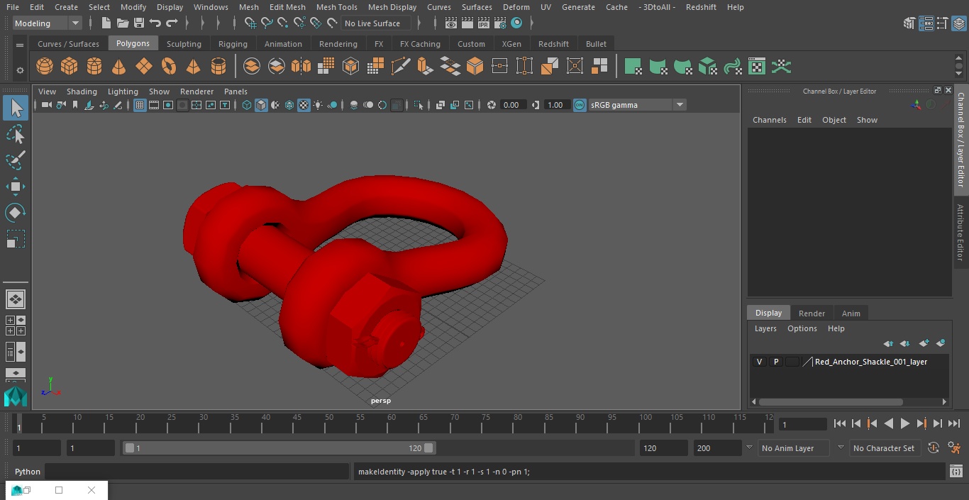 3D Red Anchor Shackle model