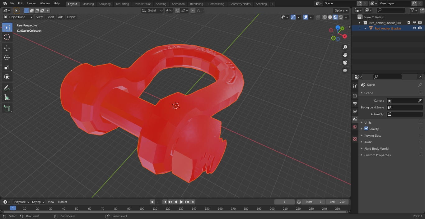 3D Red Anchor Shackle model