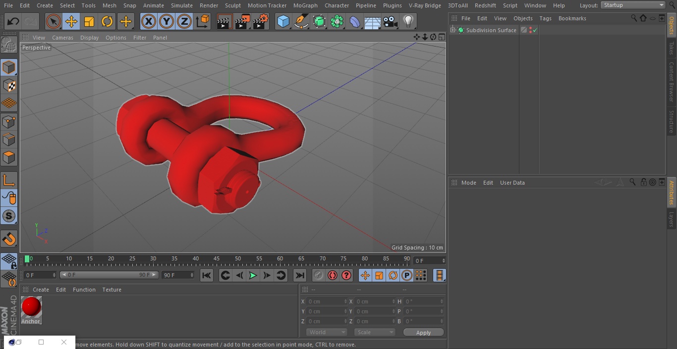 3D Red Anchor Shackle model