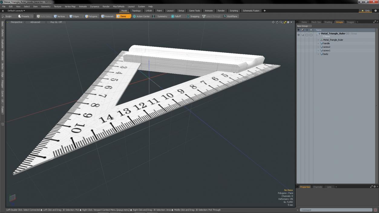 3D model Metal Triangle Ruler