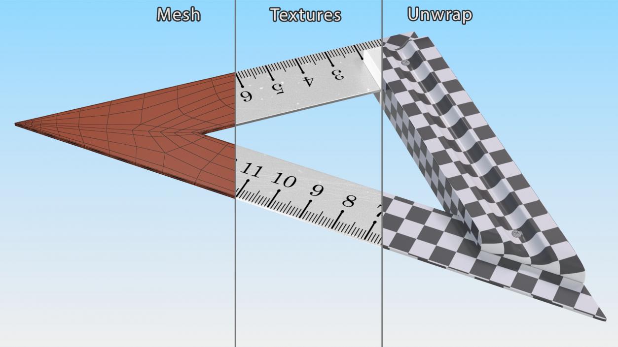 3D model Metal Triangle Ruler