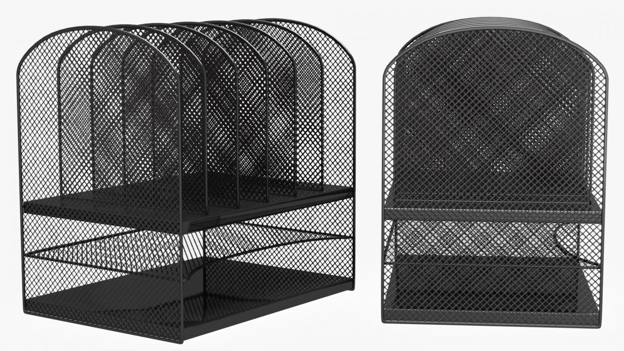 3D Black Mesh Tray Desktop Organizer model