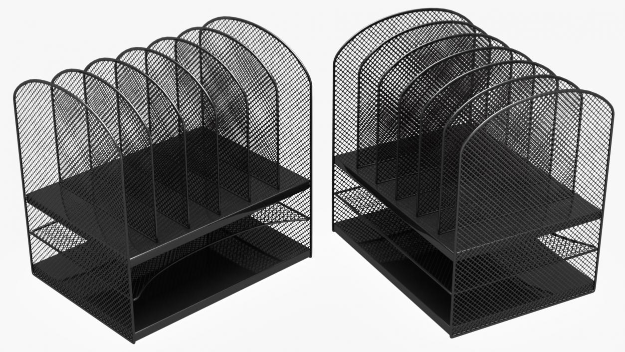 3D Black Mesh Tray Desktop Organizer model