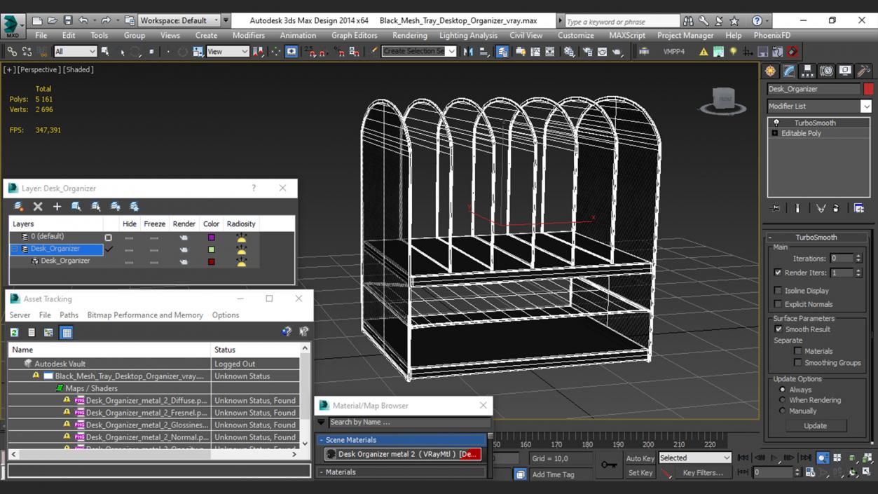 3D Black Mesh Tray Desktop Organizer model