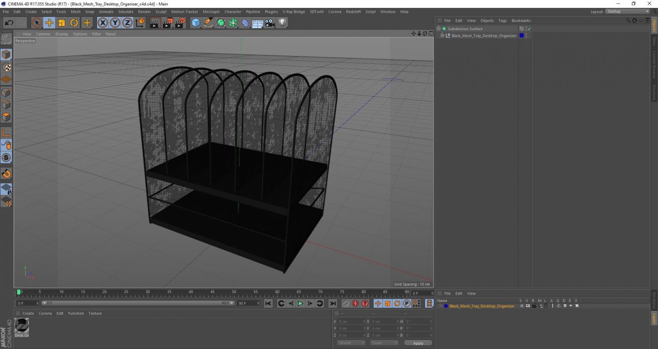 3D Black Mesh Tray Desktop Organizer model