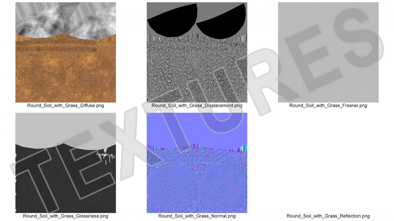 3D model Round Soil with Grass Fur