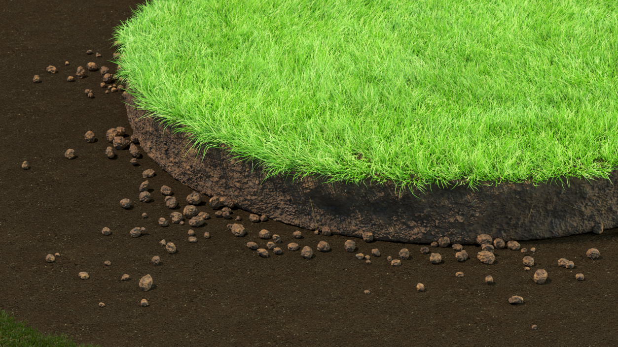 3D model Round Soil with Grass Fur