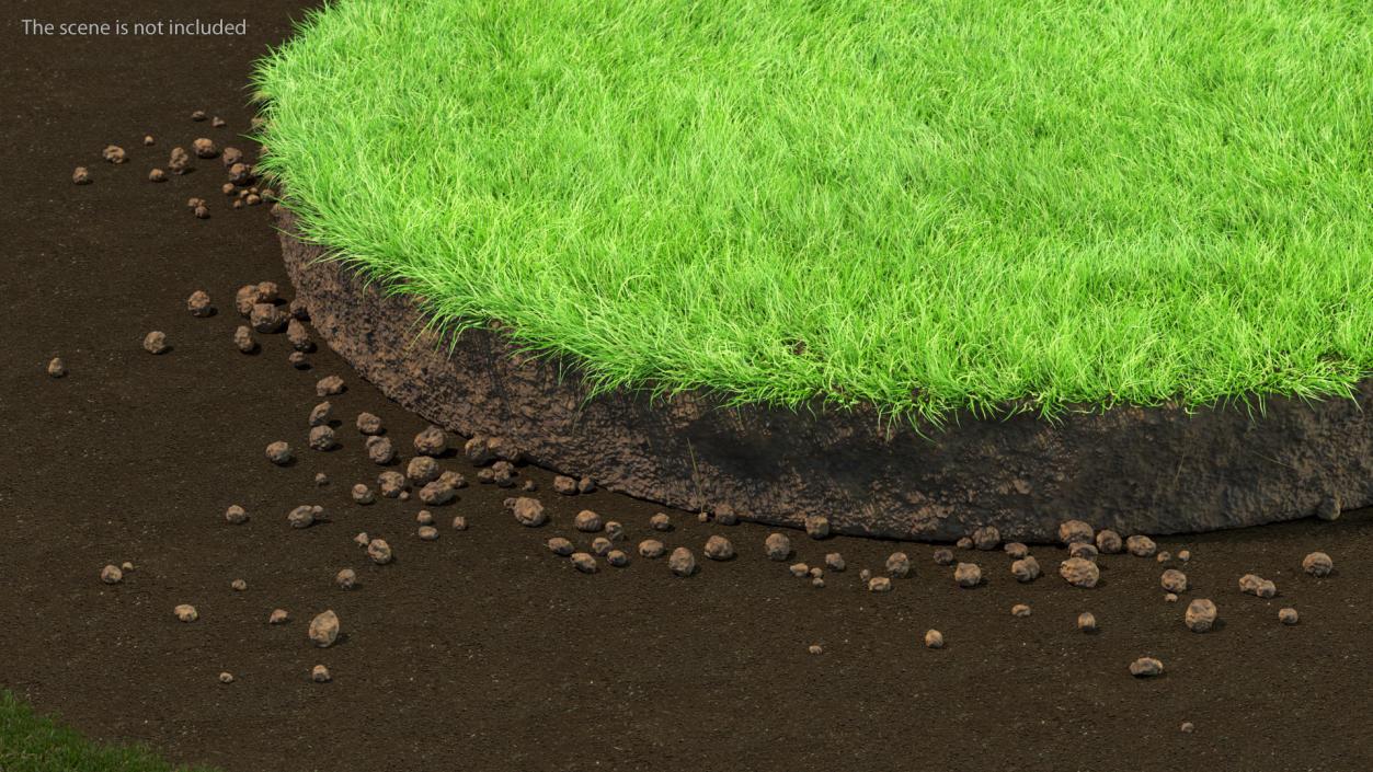 3D model Round Soil with Grass Fur