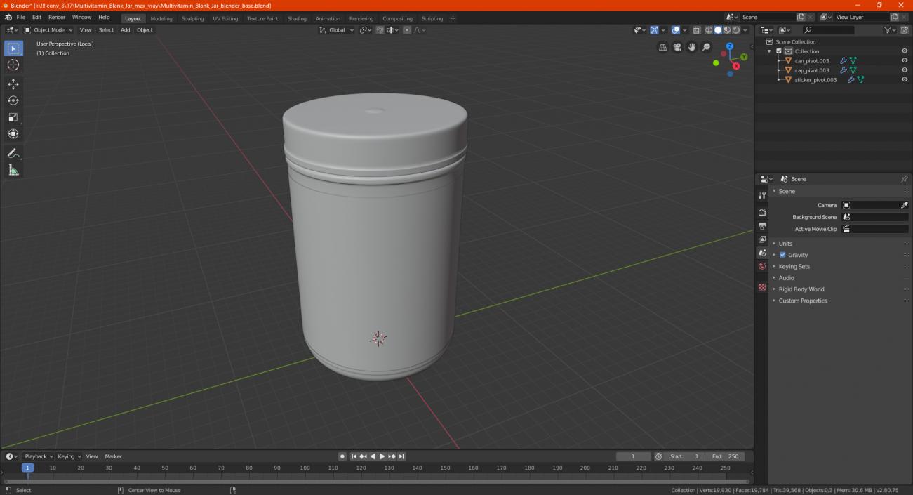 Multivitamin Blank Jar 3D