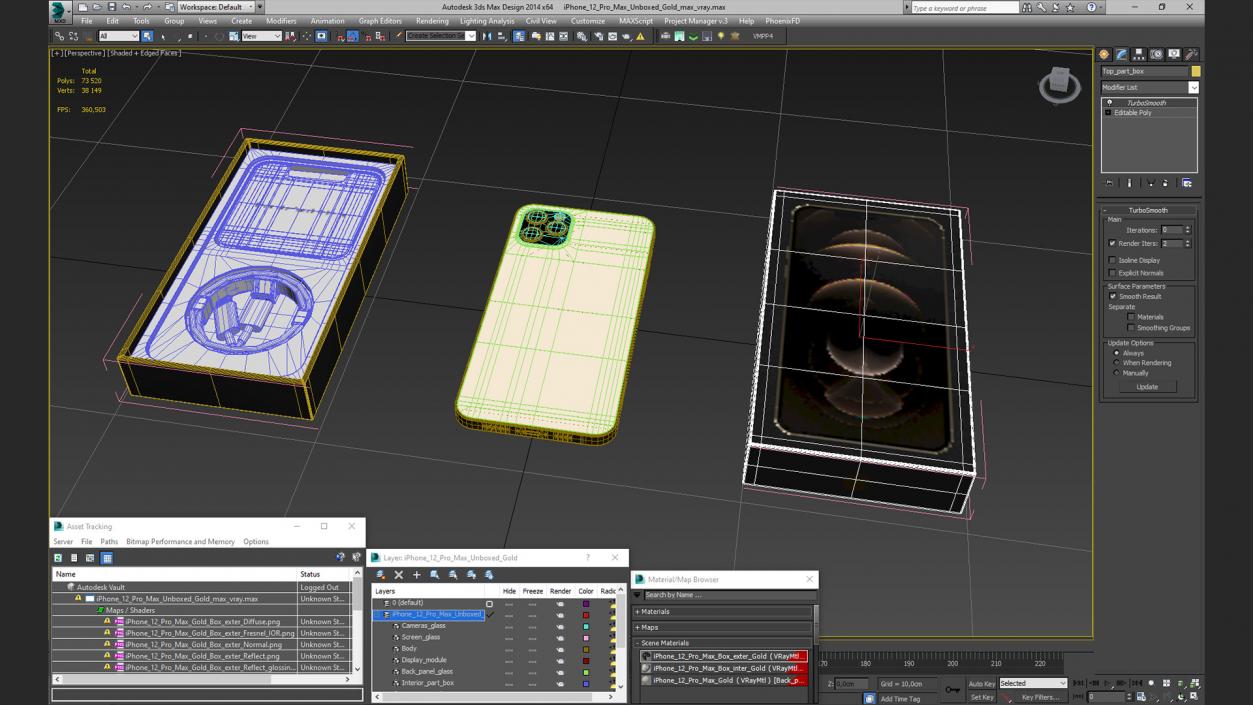 3D model iPhone 12 Pro Max Unboxed Gold