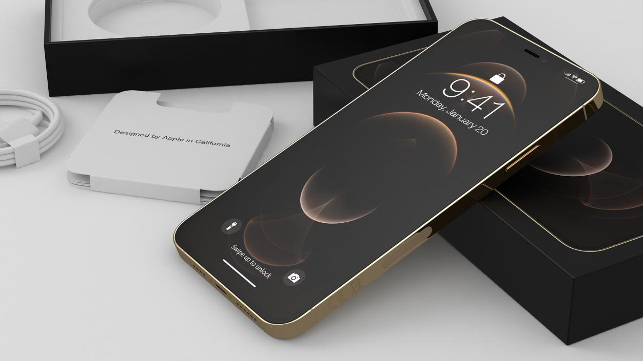 3D model iPhone 12 Pro Max Unboxed Gold