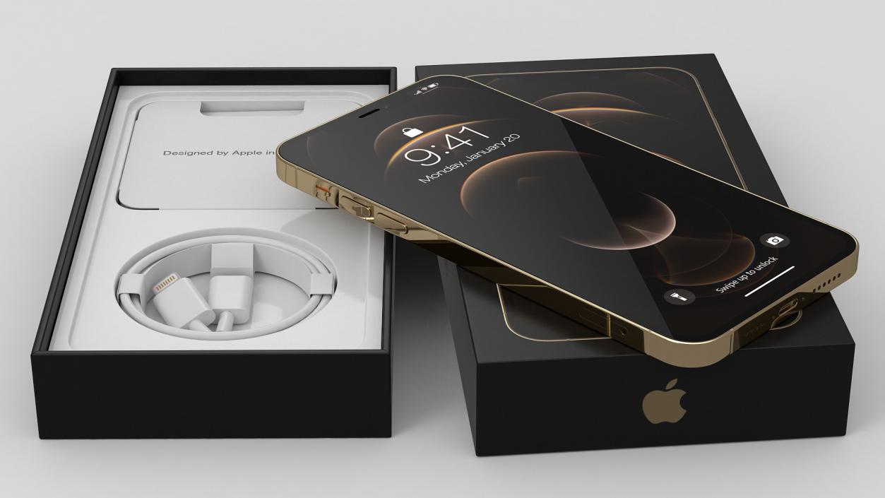 3D model iPhone 12 Pro Max Unboxed Gold