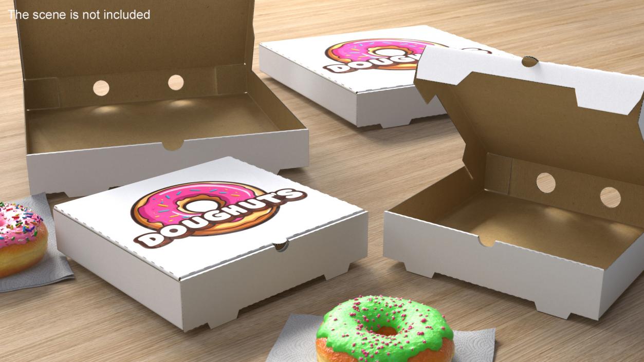 3D model Donut Boxes Packaging Set