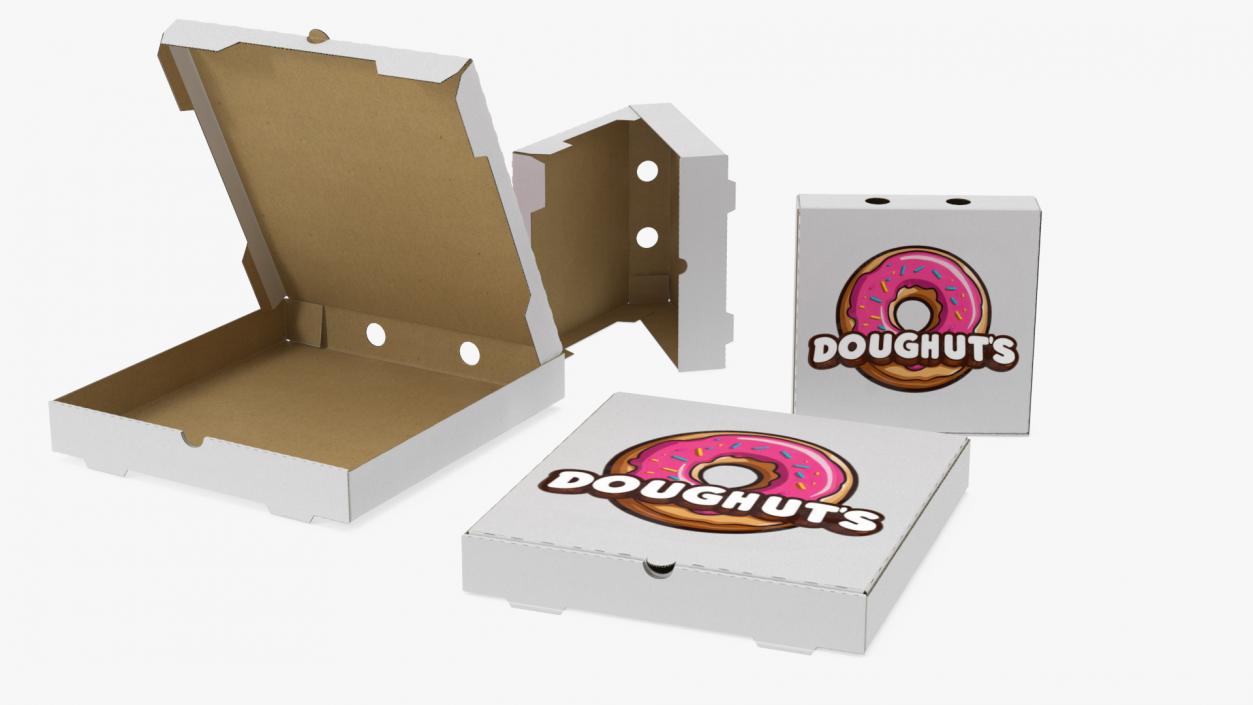 3D model Donut Boxes Packaging Set