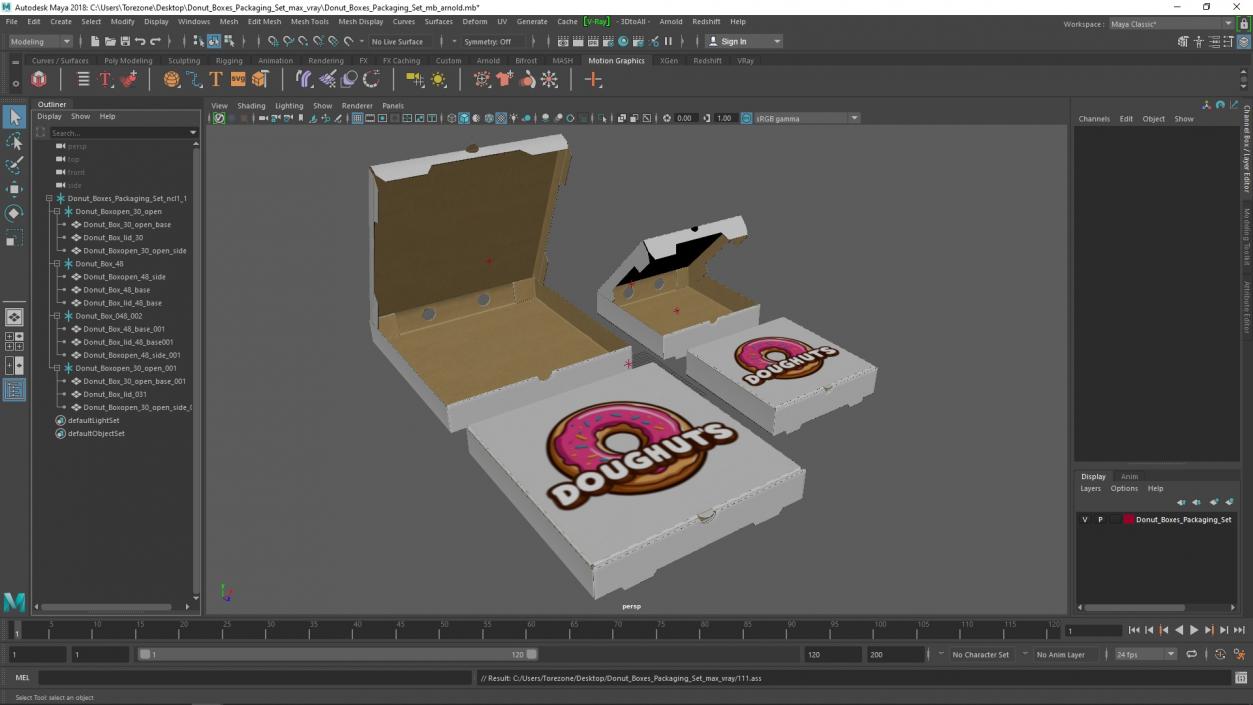 3D model Donut Boxes Packaging Set