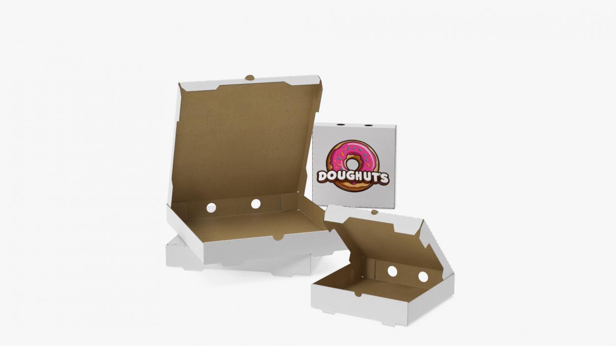 3D model Donut Boxes Packaging Set