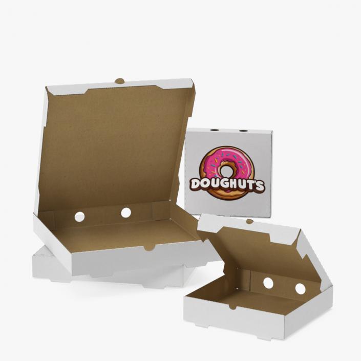 3D model Donut Boxes Packaging Set