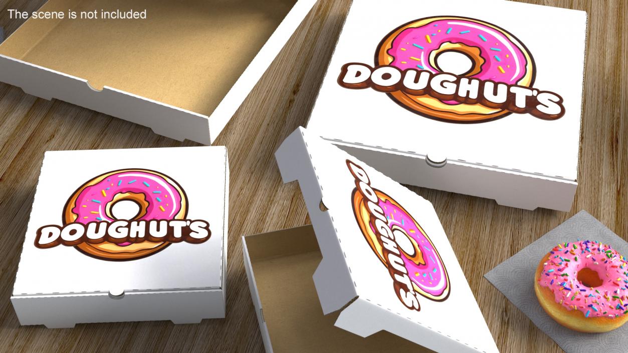 3D model Donut Boxes Packaging Set