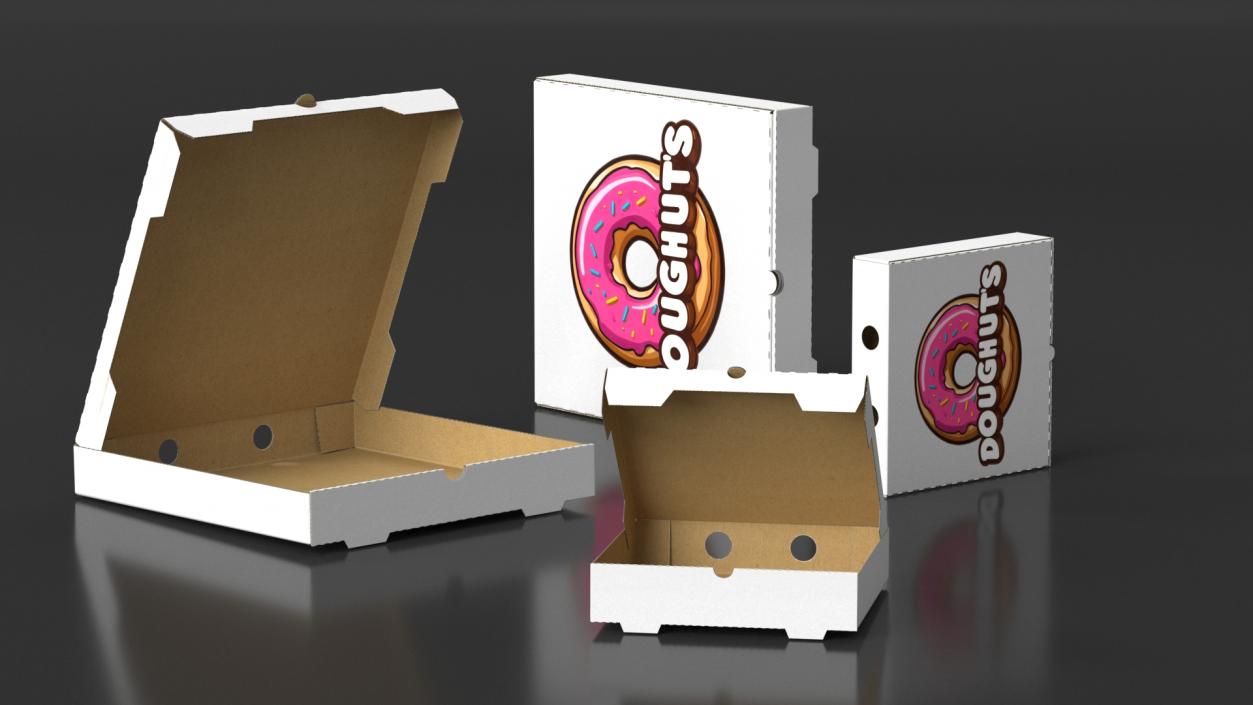 3D model Donut Boxes Packaging Set