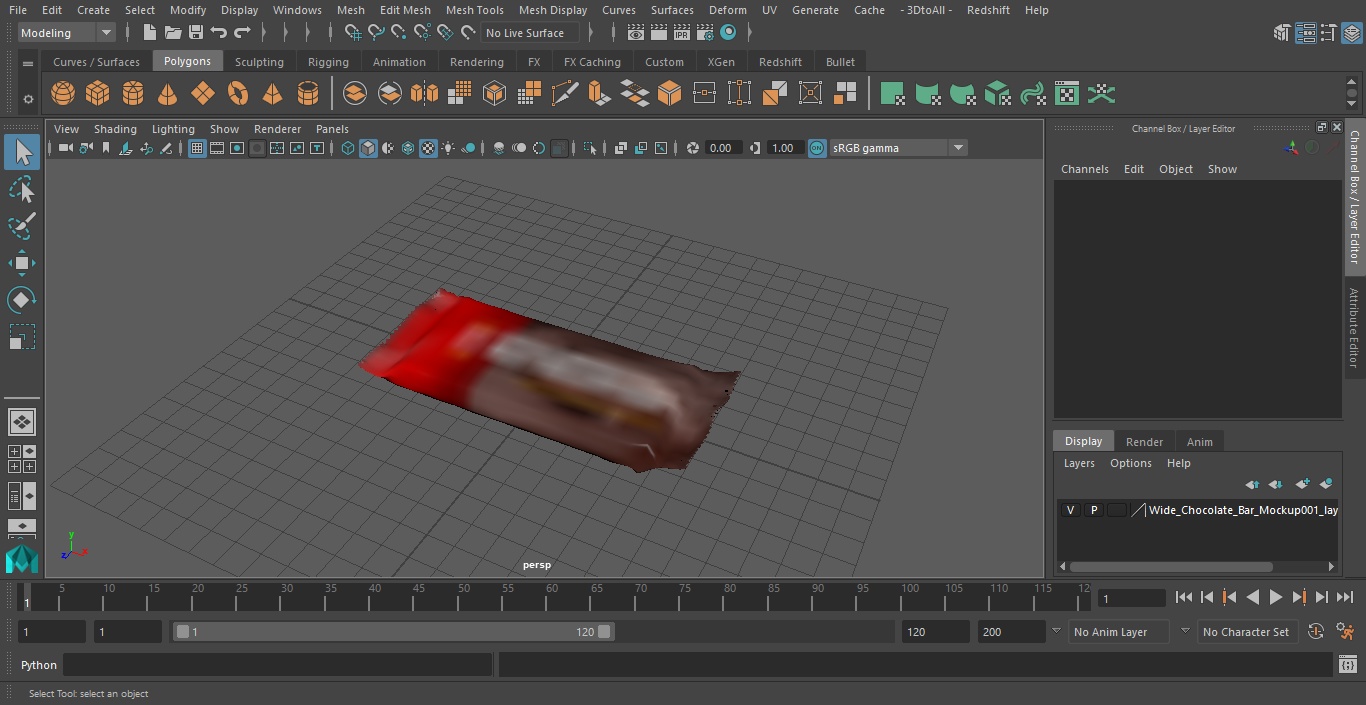 3D model Wide Chocolate Bar Mockup