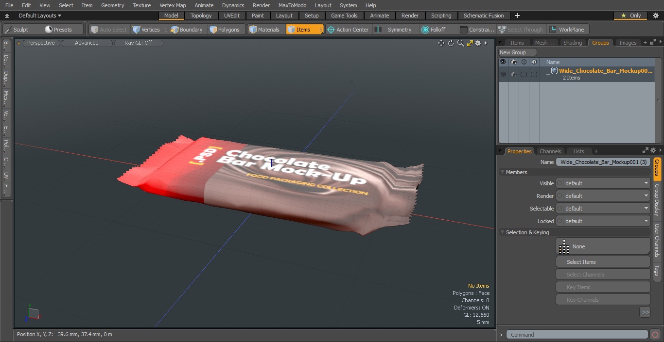 3D model Wide Chocolate Bar Mockup