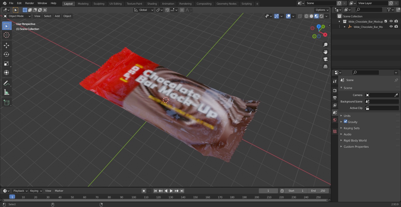 3D model Wide Chocolate Bar Mockup