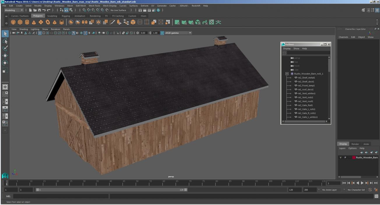 3D Rustic Wooden Barn model