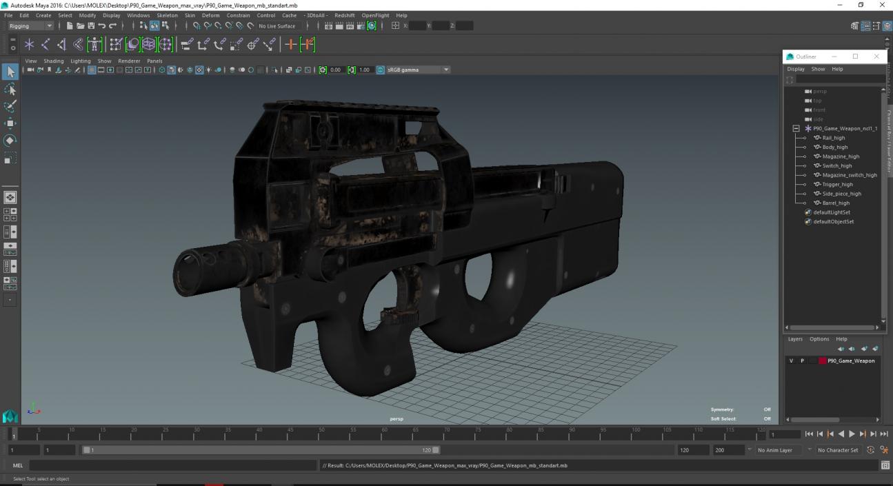 3D model P90 Game Weapon